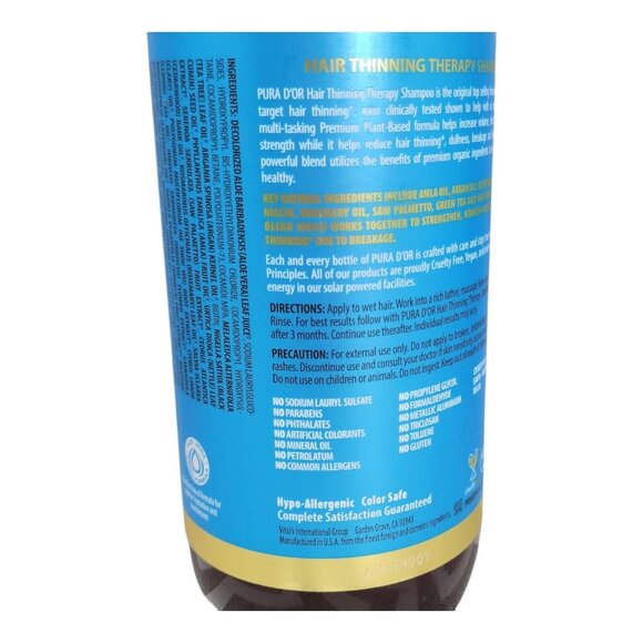 PURA D'OR Dor Hair Thinning Therapy Shampoo & Conditioner LAVENDER VANILLA 24 oz - Picture 5 of 10